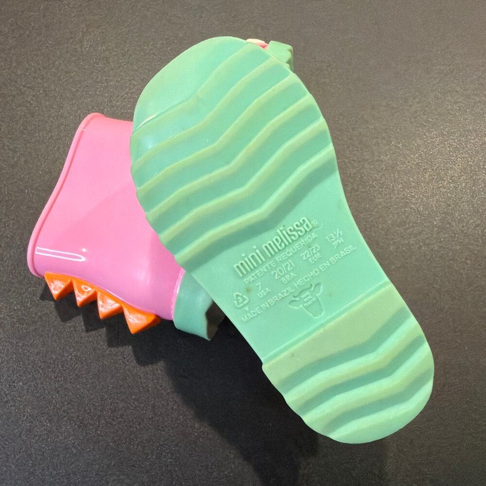 Mini Melissa Pink Dinosaur Rain Boots Toddler Girls Size 7C - Picture 5 of 5